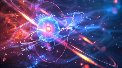 Digital technology electronic rotating sphere poster background