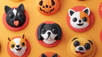 Fototapeta premium Create a charming and high-quality circle icon rendering for cute animals