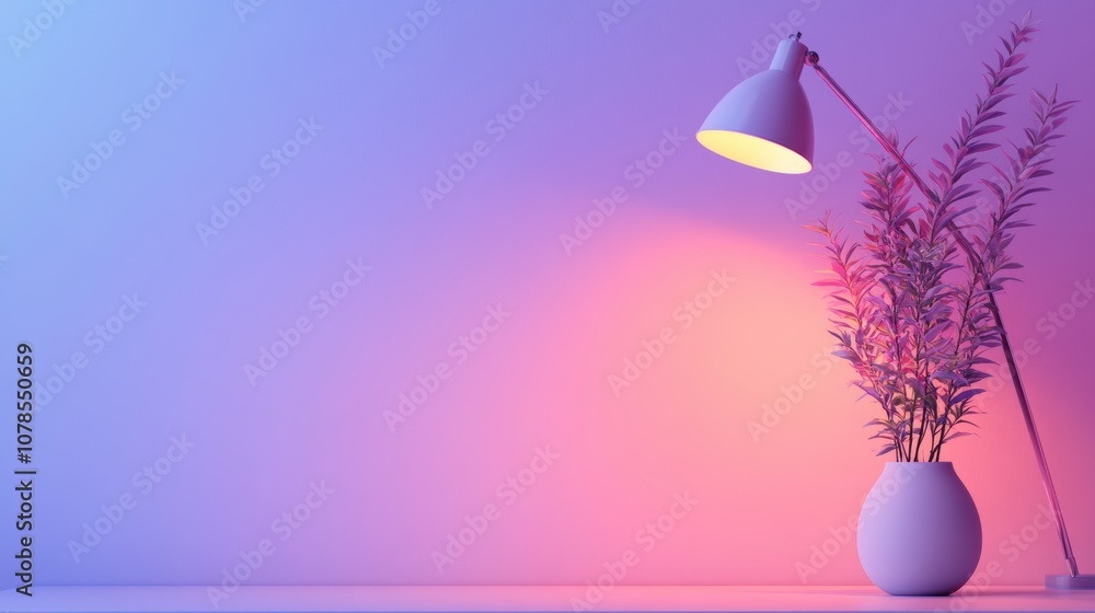 Poster create an elegant and chic minimalist office setup featuring a stylish lamp