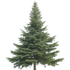 Obraz premium Beautiful green spruce tree,isolated on white background.Fluffy stand alone tree for Christmas and winter designs.