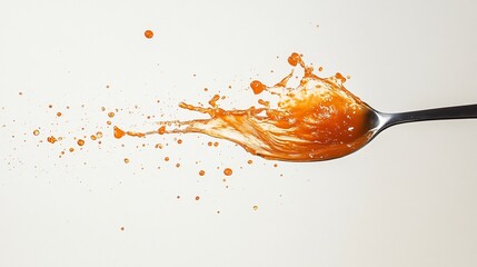 Orange Splash on Spoon: Dynamic Food Photography | Vibrant Colors and Delicious Abstract Art