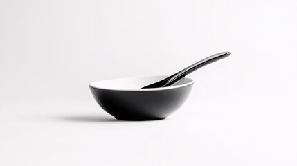 Black and White Bowl with Spoon: A Minimalist Culinary Masterpiece for Modern Dining