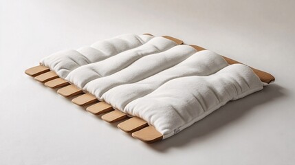 Soft White Cushion on Wooden Frame: A Minimalist Home Decor Piece for Comfort and Relaxation
