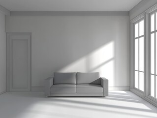 Explore the elegance of a minimalist empty room in gigapixel high fidelity