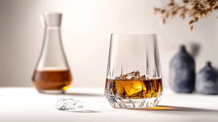 Crystal Whiskey Glass with Ice: A Luxurious Toast to Elegance and Refinement. Discover the art of savoring fine spirits. #whiskey #glass #ice #luxury