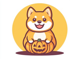 Fototapeta premium Create a stunning flat colored circle icon of a shiba inu with gigapixel high fidelity