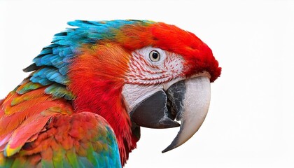 Colorful macaw parrot with vibrant feathers isolated on transparent background, ideal for tropical and exotic design projects