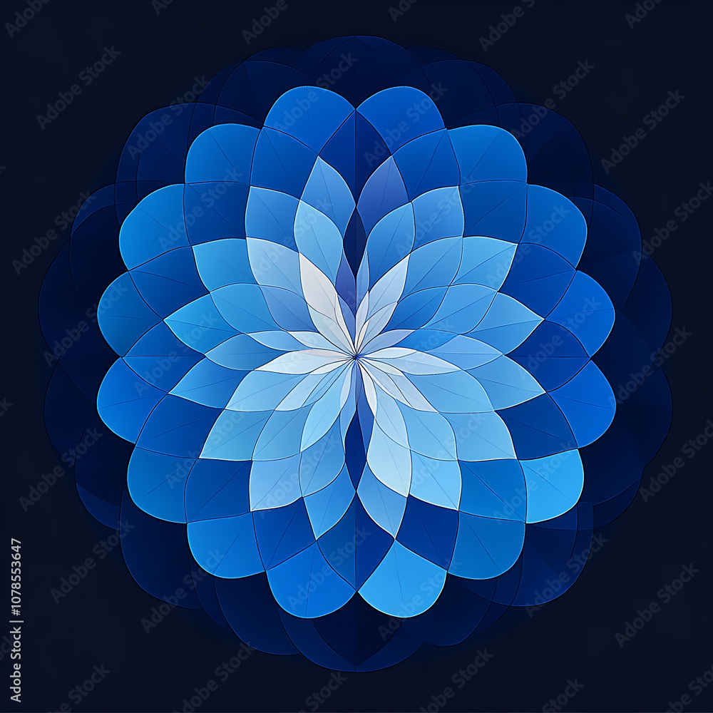 Poster stunning blue pastel geometric pattern featuring overlapping circular shapes, creating mesmerizing f