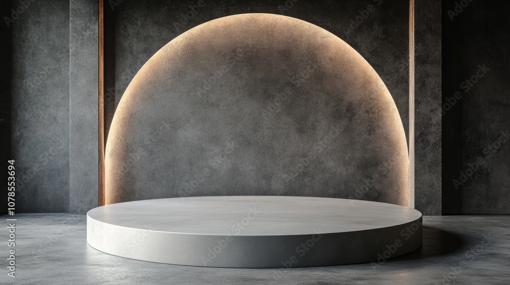 Poster explore a stylish rendering of an empty podium in gigapixel high fidelity