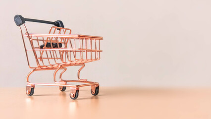 Mini shopping trolley with gold color, Mini supermarket trolley