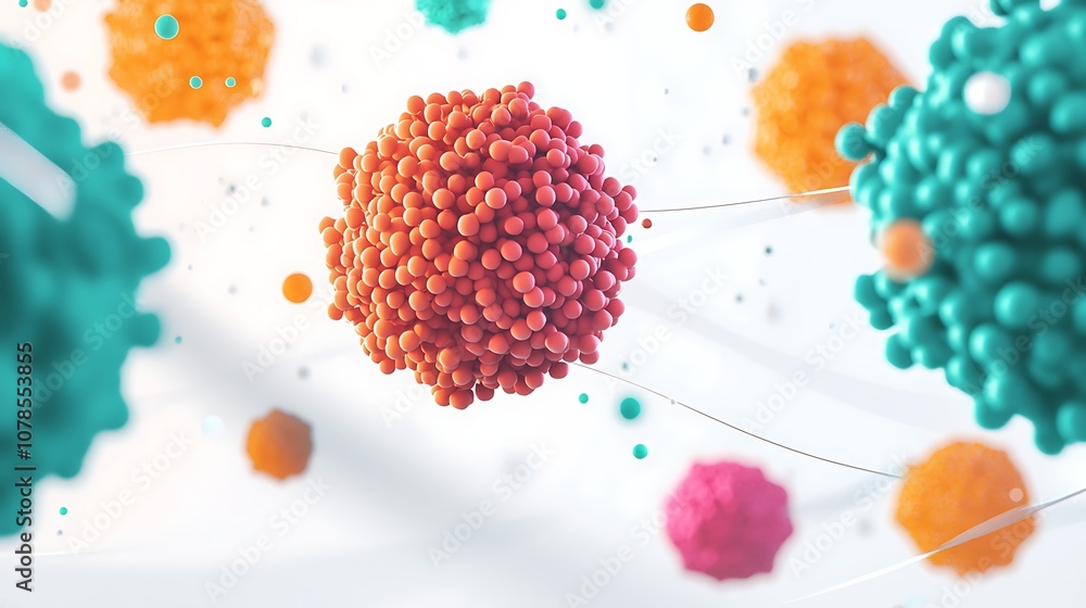 Aufkleber vibrant microorganisms in abstract representation - colorful cells with vivid details floating in a 