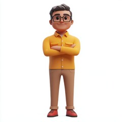 Friendly Cartoon Character in Casual Outfit