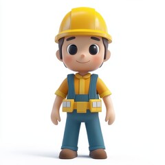 Fototapeta premium Cute Cartoon Construction Worker Character Design