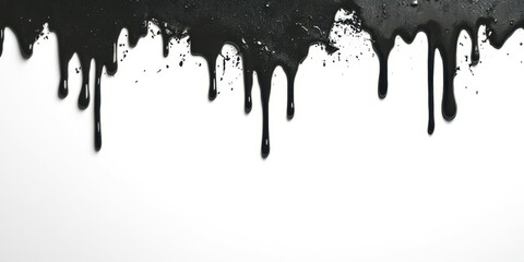 A black paint drips down a white background