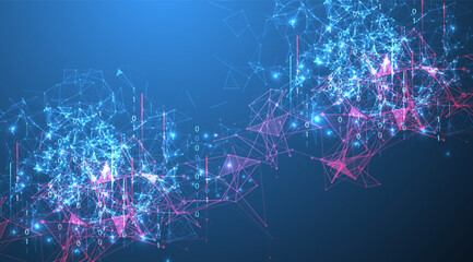 Big Data futuristic, technology light design. Vector datum digital background. Illustration innovation of data system. Hand drawn illustration.