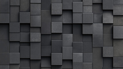 Abstract dark geometric background with overlapping 3D cubes and rectangular shapes creating a textured pattern.