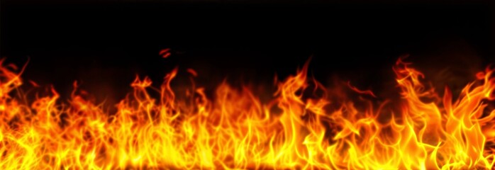 red orange fire flames on black background