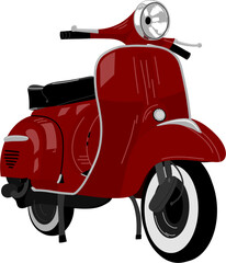 vintage red motorcycle, vector illustration