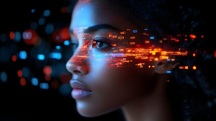 Digital Glitch Woman Illustration