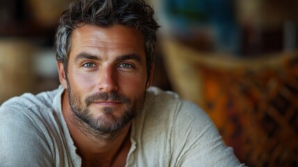 Obraz premium portrait of attractive brutal man 35 years old at home