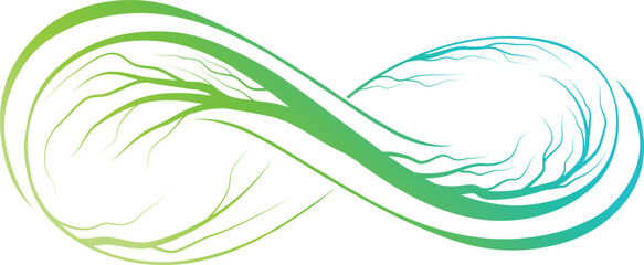 Abstract infinity sign with tree roots