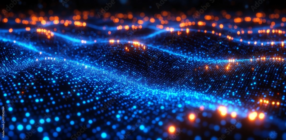 Poster this abstract digital space illustration shows a hi-tech digital circuit and grid area for advertisi