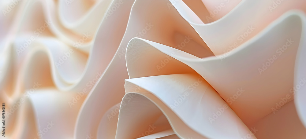 Poster a close-up of an abstract paper sculpture, showcasing the intricate patterns and textures created by