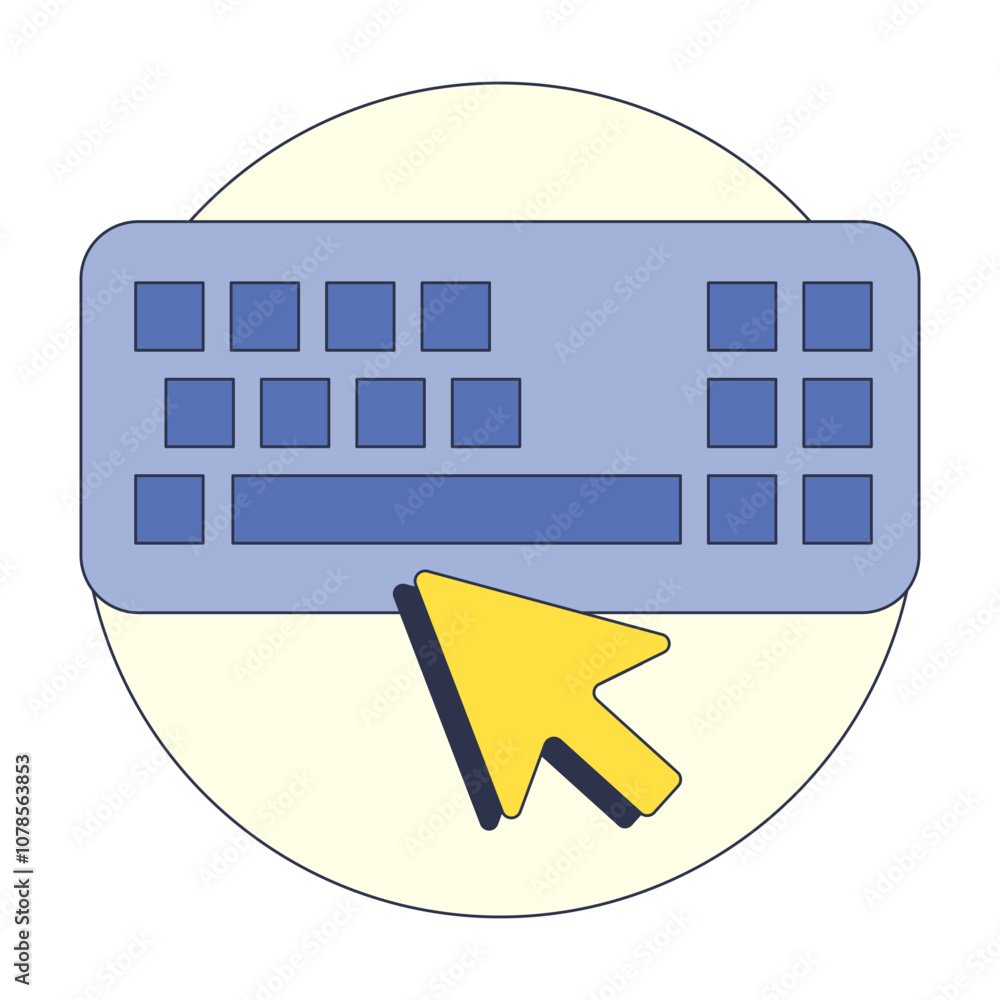 Aufkleber illustration of a computer keyboard layout, highlighting keys and structure.