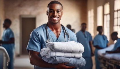 Junger Pfleger im Krankenhaus