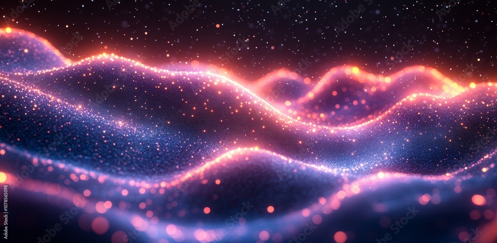 Poster It depicts a glowing dynamic line flying within horizontal digital circuits and grid spaces. This is a visual representation of innovation and technology in digital communication.