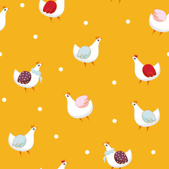 Hen Seamless Vector Pattern