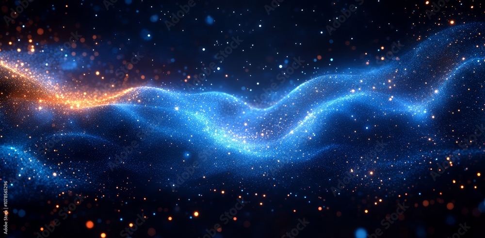 Poster the illustration is a futuristic abstract high-tech horizontal line showcasing a concept of digital 