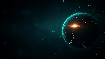 Obraz premium A digital illustration of a glowing planet surrounded by cosmic elements.
