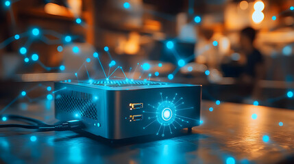 Blue Glowing Network Illustration