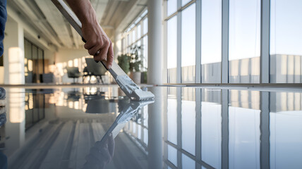 Fototapeta premium Craftsman Applying Epoxy Resin in Modern Workspace