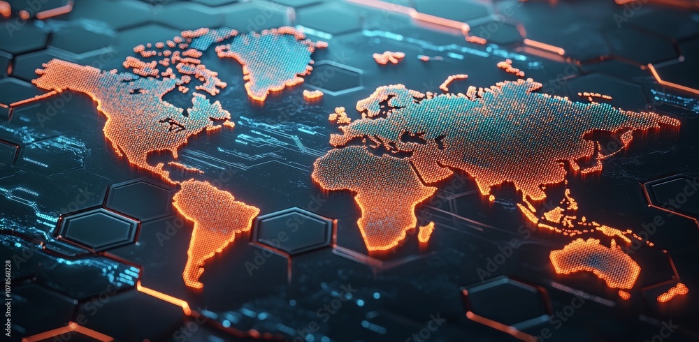 Aufkleber illustration of the future of digital technology and communication through a futuristic globe. digit