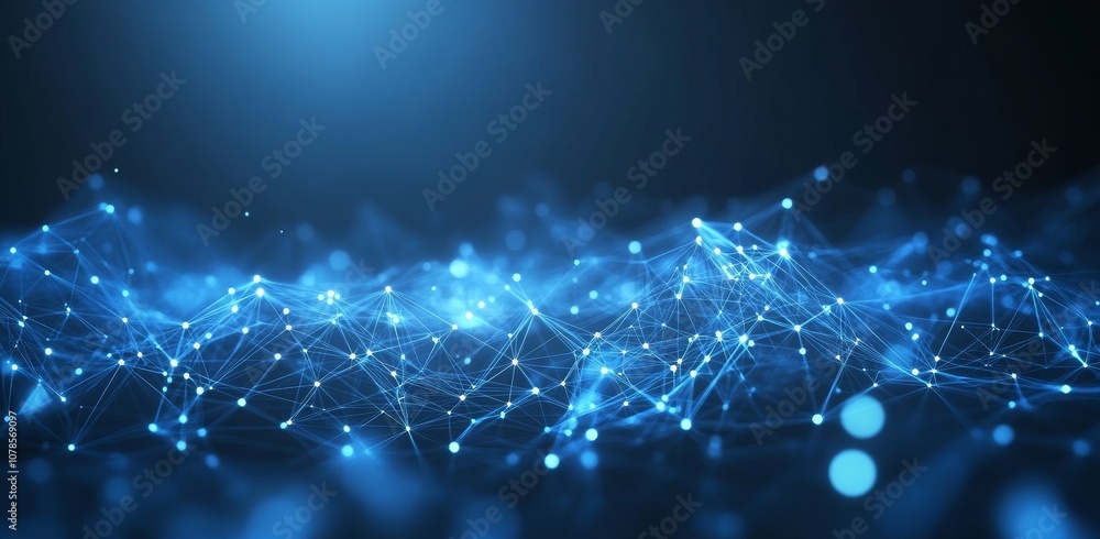 Poster abstract blue digital visualization of a futuristic technology system for integrating communication 