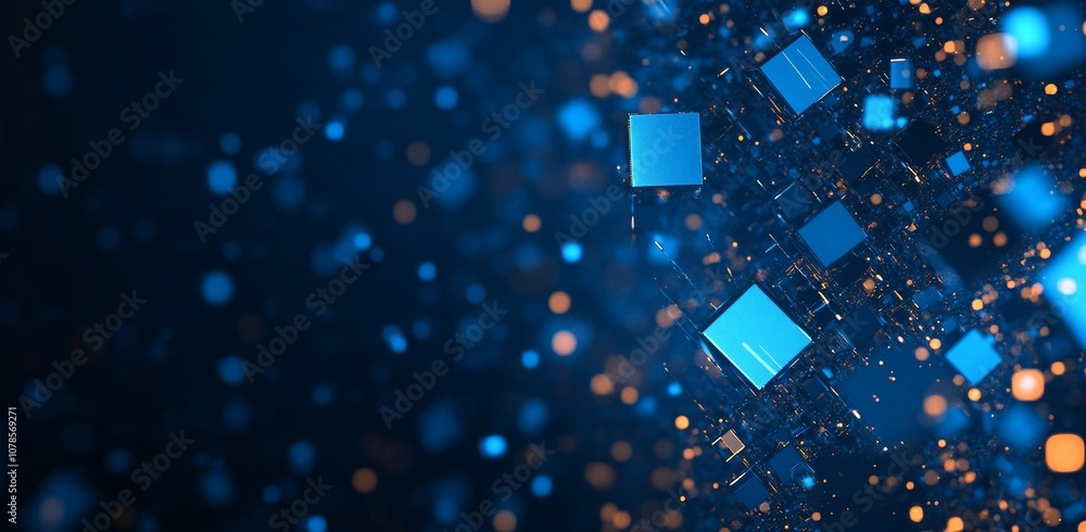 Aufkleber concept illustration of optical technology with a futuristic grid line pattern and glowing dots.