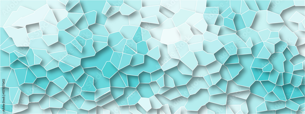 Poster abstract background of crystallized. aqua colored geometric retro tiles pattern. blue paper texture 