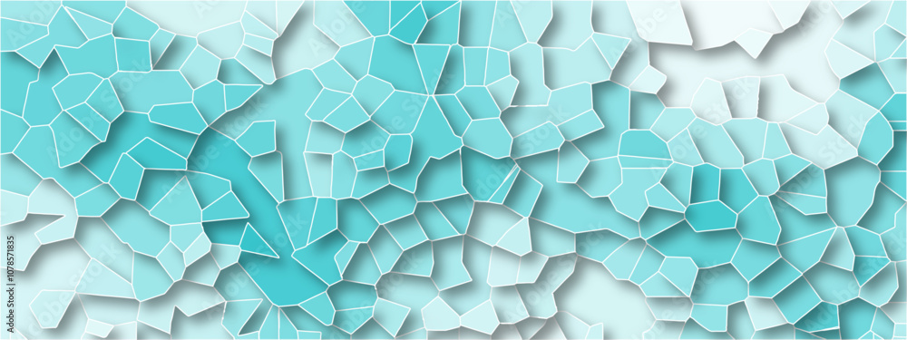 Poster Abstract background of crystallized. Aqua colored Geometric Retro tiles pattern. Blue paper texture background and terrazzo flooring texture polished stone pattern.