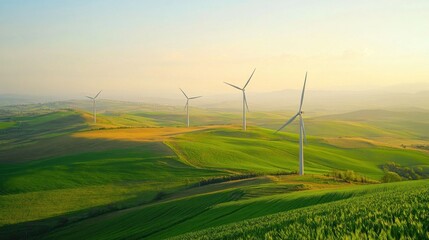 Wind Turbines in a Green Landscape