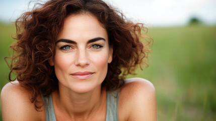 Fototapeta premium Beautiful woman smiling and relaxing in nature