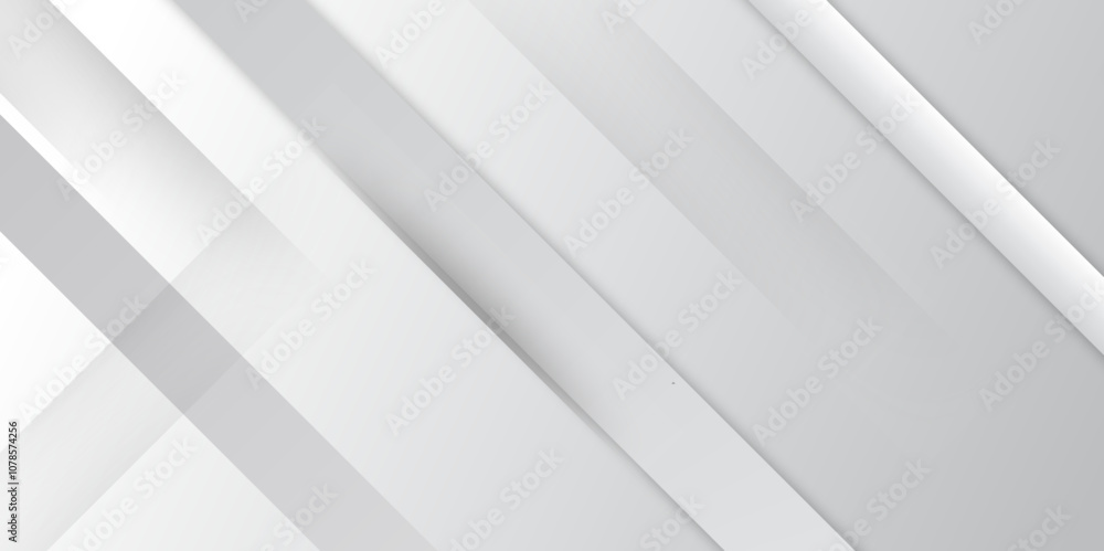Poster Modern simple white and grey gradient background. Geometric background with diagonal stripes design. Vector illustration. Suit for business, corporate, institution,seminar, template design. 