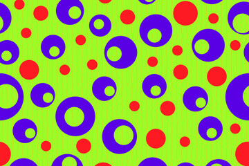 Vibrant circles dance across a lively green backdrop in an abstract artwork