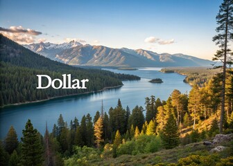 Scenic Landscape Featuring a Dollar Sign Symbolizing Prosperity and Wealth in Nature's Beauty, Ideal for Financial Themes and Business Growth Concepts