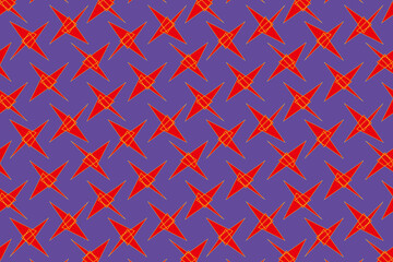 Colorful geometric pattern with red star shapes on a vibrant purple background