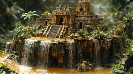 Ancient Temple Waterfall