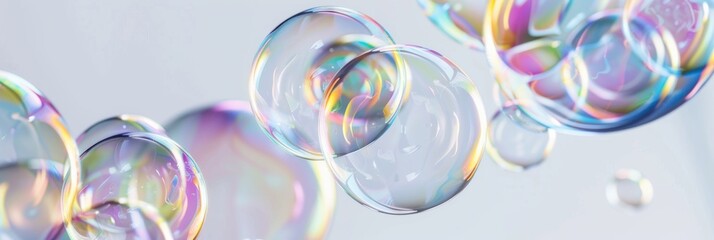 Soap bubbles on a white background.