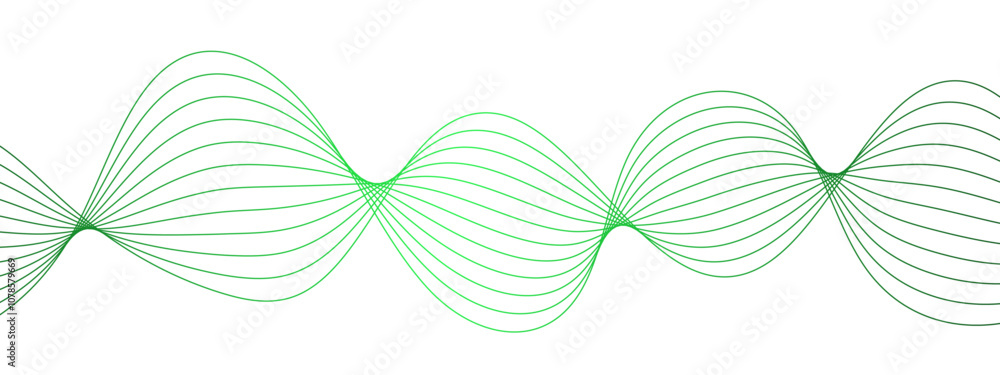 Poster Abstract modern stream wave background and wave curve lines. Wavy flowing dynamic smooth future technology curve. Frequency sound wave lines and twisted curve lines.