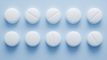 White pills on a blue background.